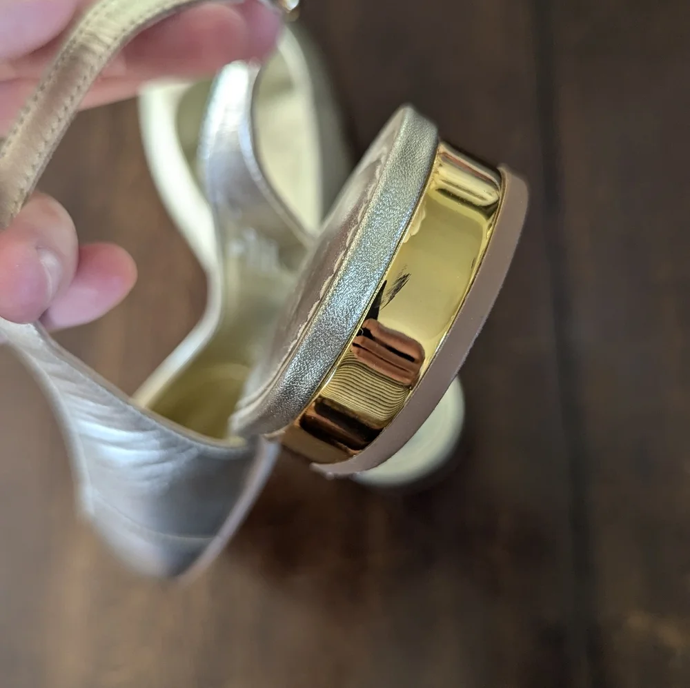Lily Pulitzer Metallic Gold Slingback Flats Women's 9 - Picture 7 of 7